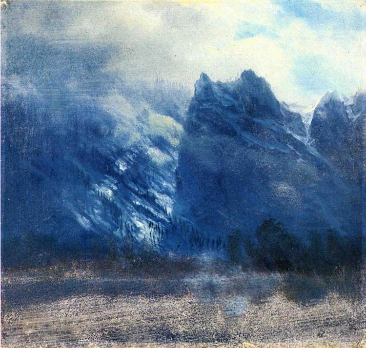 Albert Bierstadt Paintings Yosemite Valley Twin Peaks - Click Image to Close